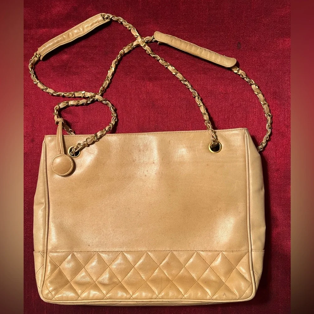Chanel Shoulder Bag with Long Gold Plated Chain Straps